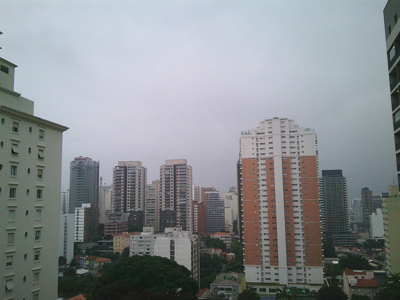 The neighborhood of Perdizes with highrise buildings in Brazil on a cloudy day
