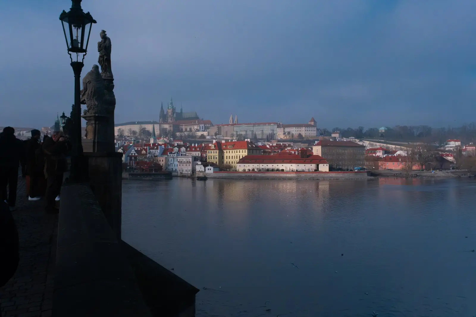 Views of Prague city on a cloudy and foggy day 