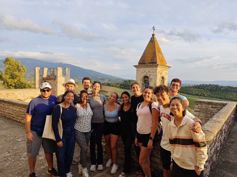A group of CET Florence students smiling while on a hike