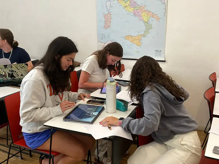 students studying in classroom