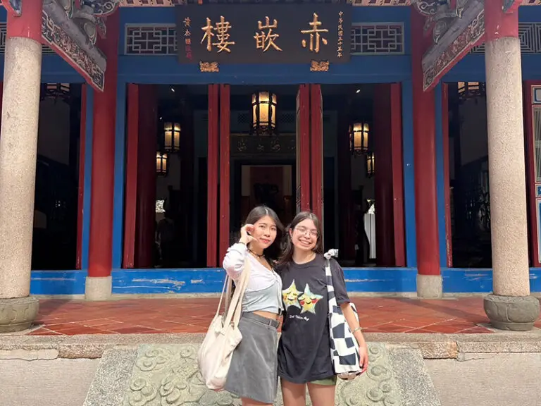 students in front of temple