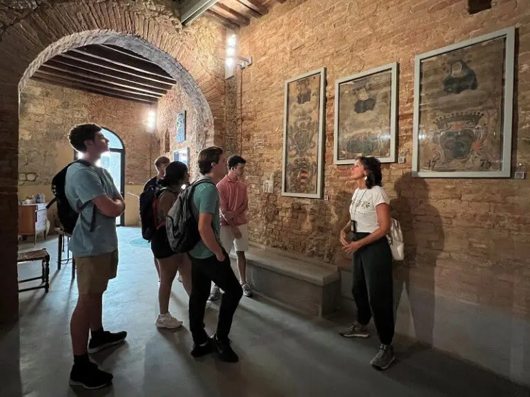 students listening in museum