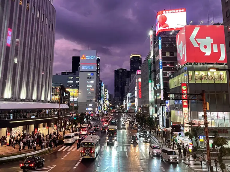 cars on street in Osaka