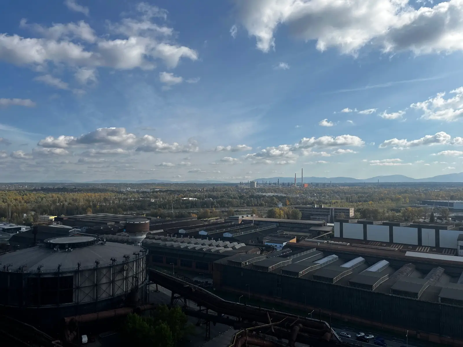 A view of Ostrava and ​the Dolní Vítkovice, which is an old coal mine and steel production plant