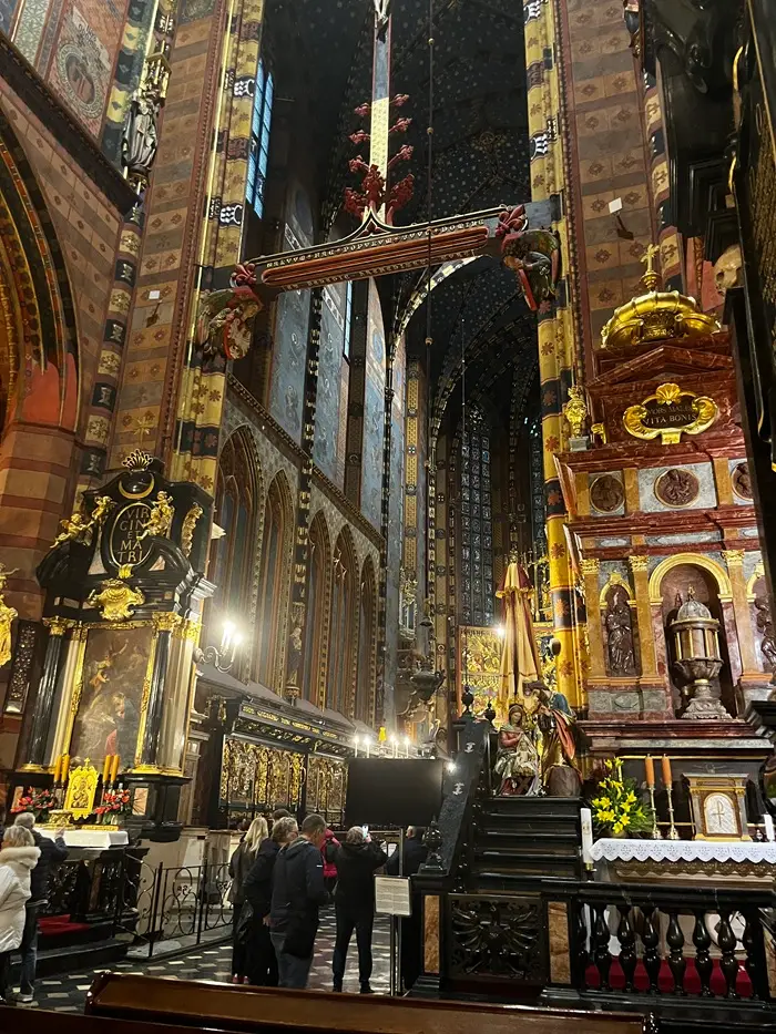 The inside of a church in Krakow