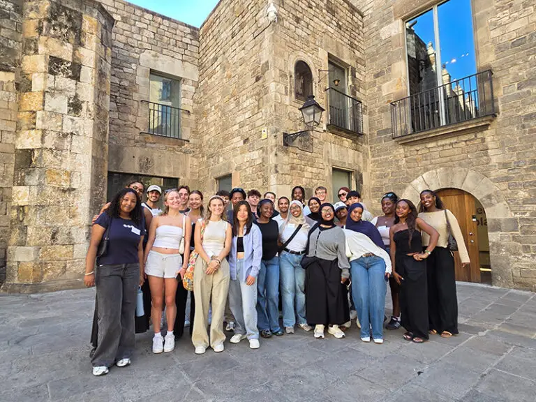 group of cet students on street