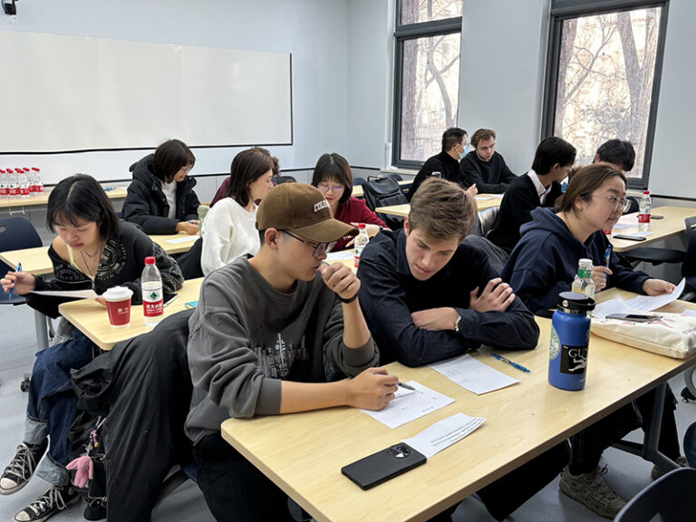 students discussing in classroom