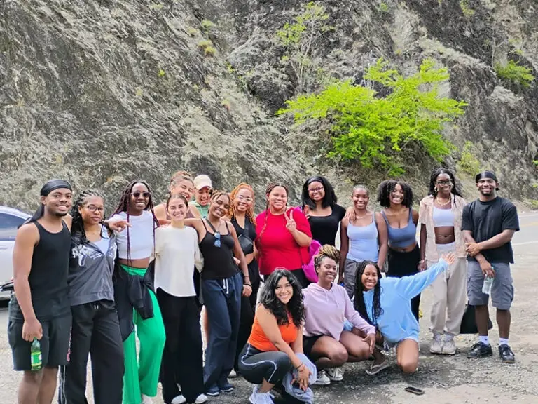 group of students and staff on hike
