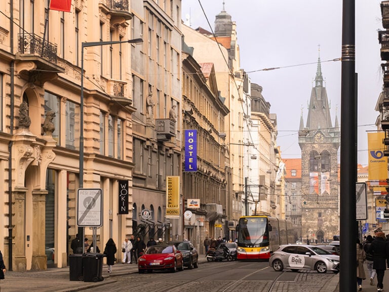 tram in city center of prague