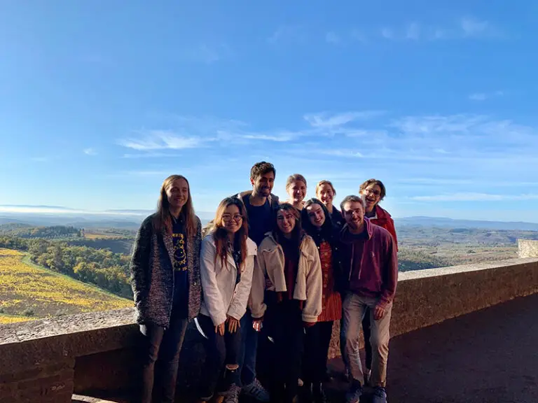 students in front of view in Siena