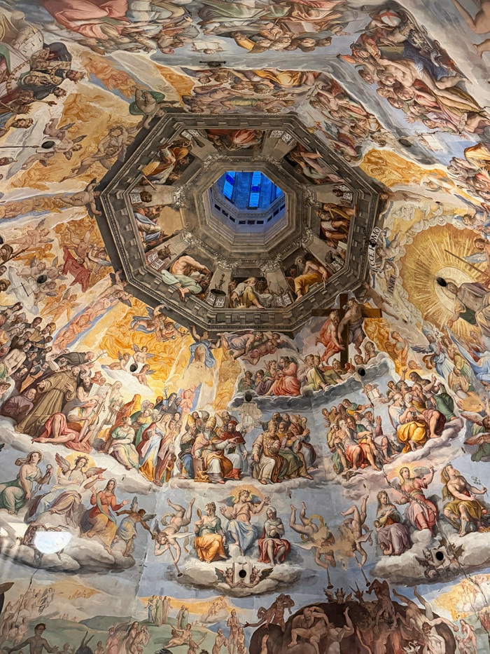 Fresco painting on the ceiling within the Duomo in Florence, Italy