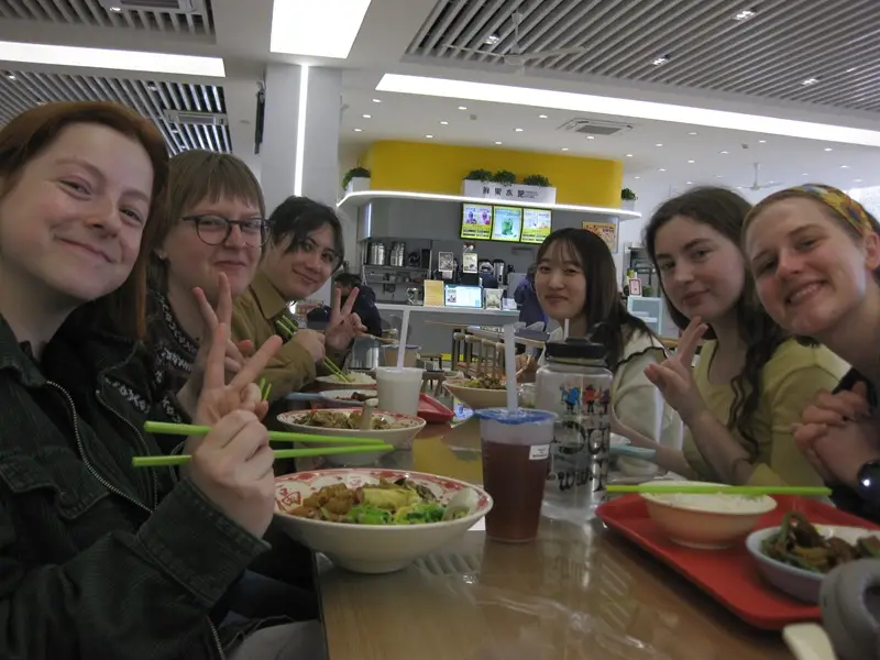 A group of CET Beijing classmates enjoying lunch at the Capital Normal University cafeteria