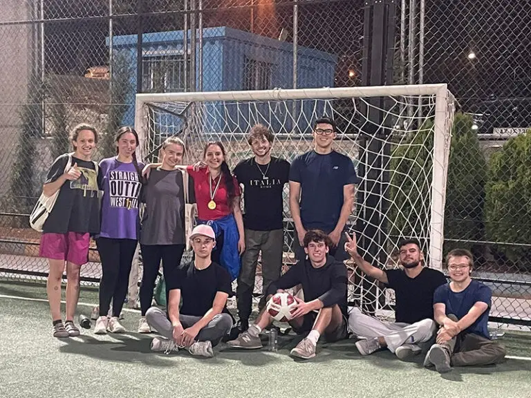 students on soccer field