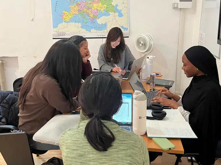 students studying in classroom