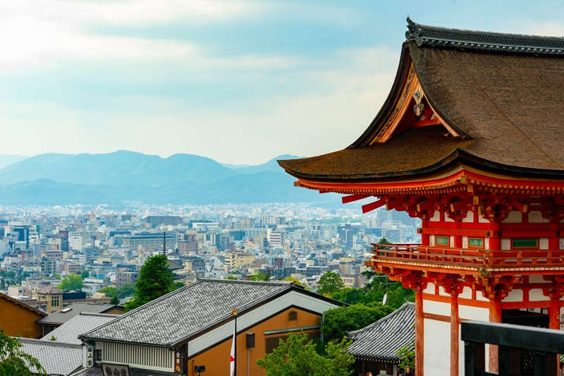 Views of Kyoto city from Kiyomizu-dera temple.